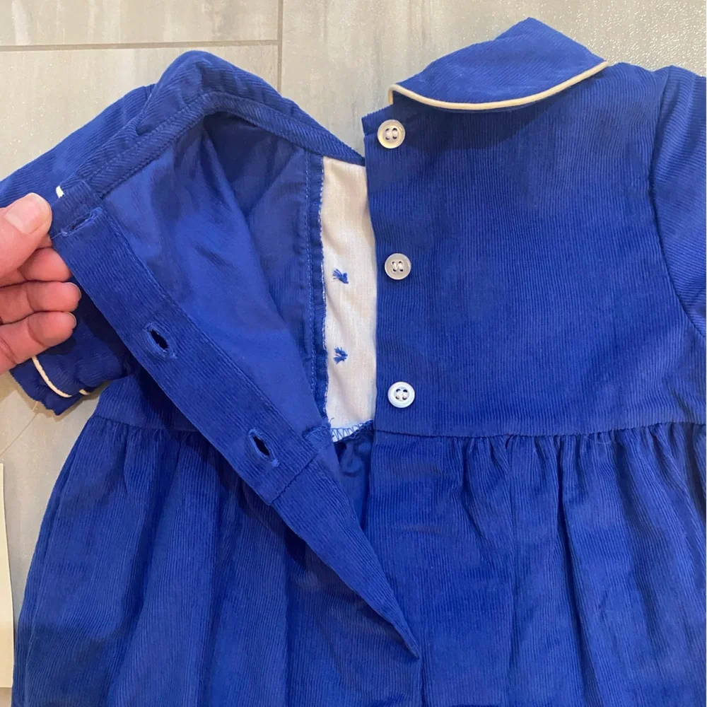 NWT Baby Blessings Royal Blue Corduroy Classic Nathan Romper Jumpsuit boys 24M